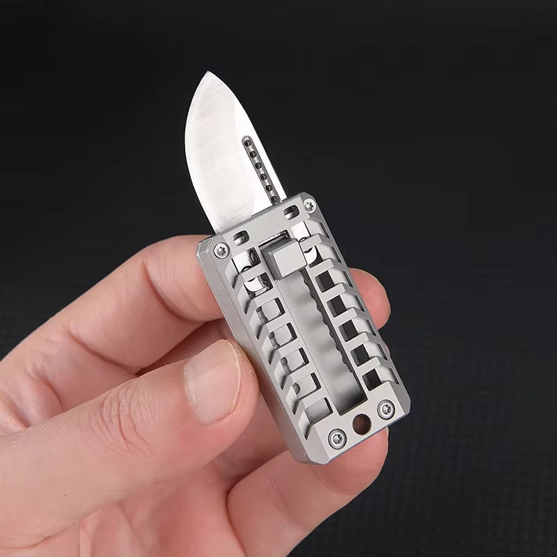 The Titanium Alloy Push Knife with a Popping Sound Is a Portable Unboxing and Decompression Knife for Outdoor Camping