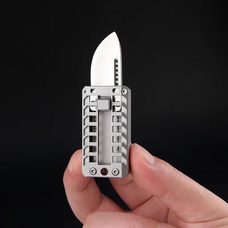 The Titanium Alloy Push Knife with a Popping Sound Is a Portable Unboxing and Decompression Knife for Outdoor Camping