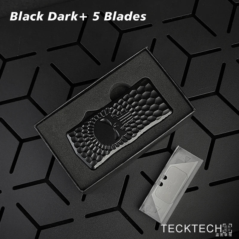 SKULL OTF Utility Knife SK5 Carbon Steel Replaceable Trapezoidal Blade Paper Cutter EDC Cutting Tool Legal Pocket Knife