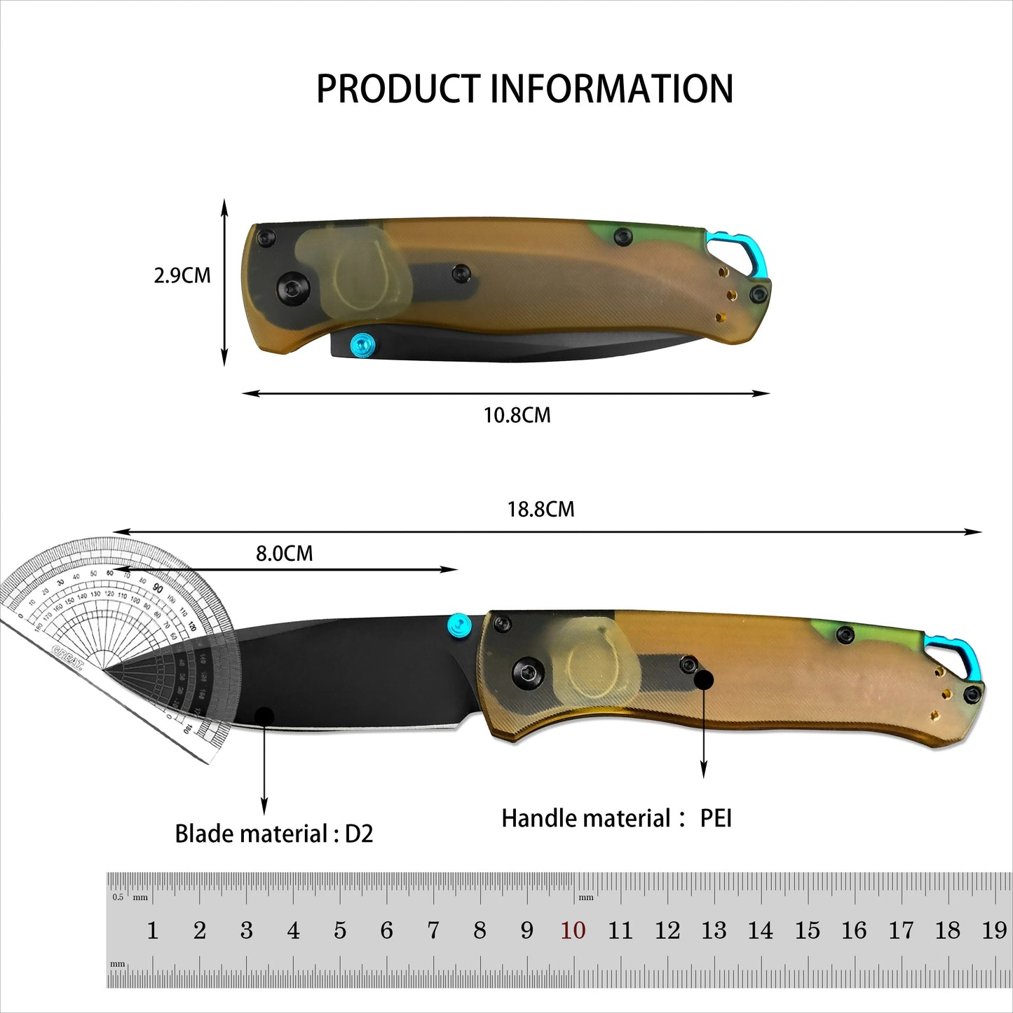 BM 535 Mini Pocket Folding Knife D2 Blade PEI Handle Outdoor Portable Tactical Knife Camping Fishing Survival Utility EDC Tool