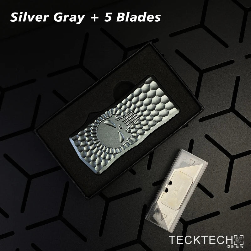 SKULL OTF Utility Knife SK5 Carbon Steel Replaceable Trapezoidal Blade Paper Cutter EDC Cutting Tool Legal Pocket Knife