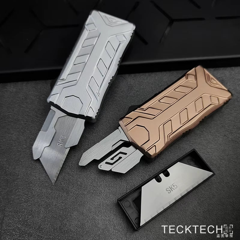 SK5 Blades OTF Utility Knife Replaceable Trapezoidal Blade EDC Cutting Tools Paper Cutter Legal Aluminum Pocket Knife