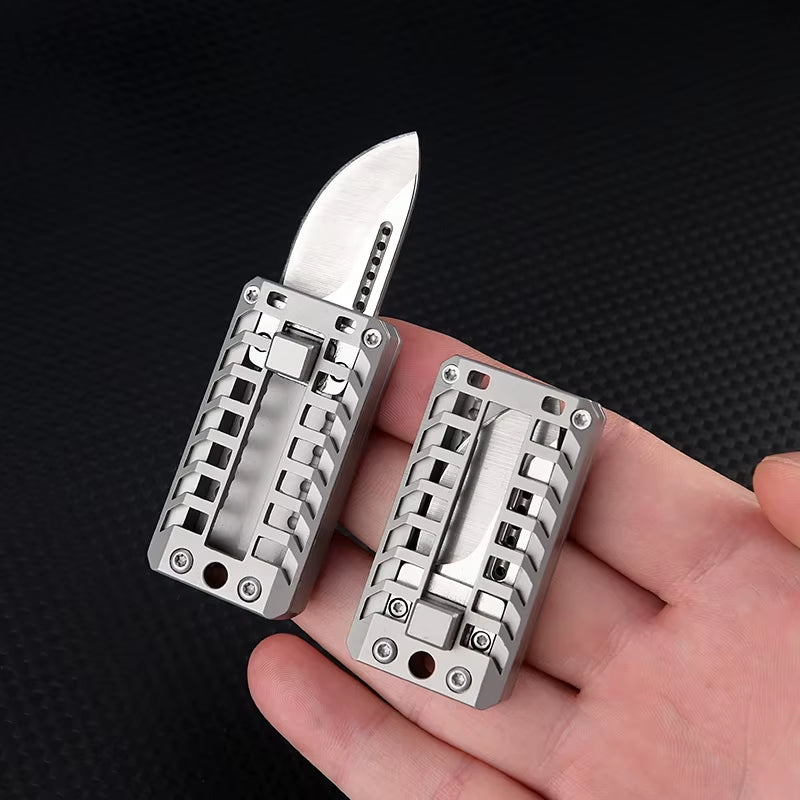 The Titanium Alloy Push Knife with a Popping Sound Is a Portable Unboxing and Decompression Knife for Outdoor Camping